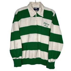 1980s Dehen Slippery Rock Rugby Sweater USA Green White Large -XL
